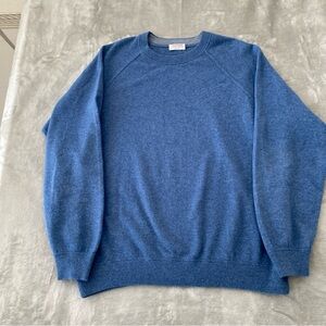 Gran Sasso Classic Blue Crewneck Sweater Wool Cashmere Size EU 56/XL Made Italy
